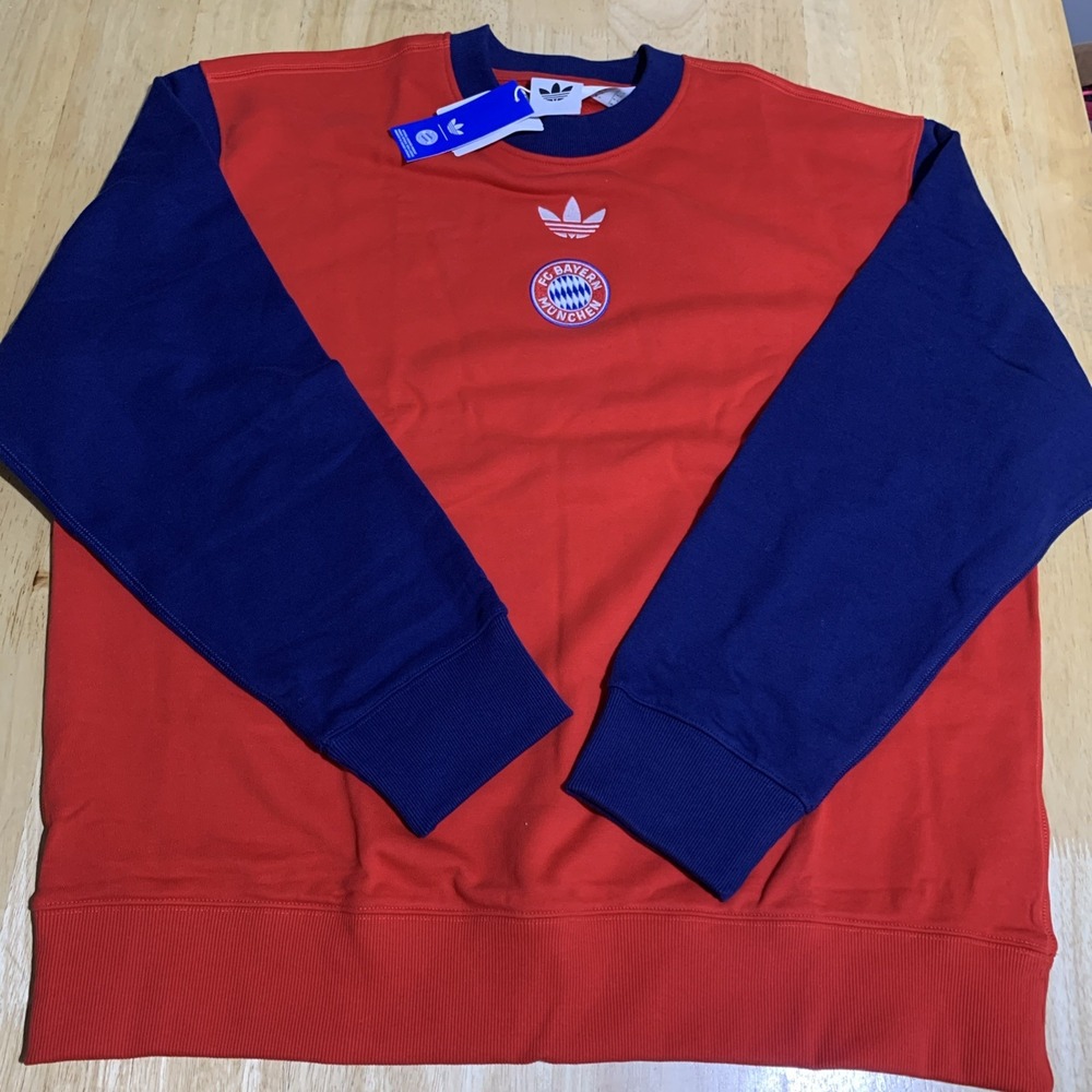 Adidas Originales FC Bayern Munich Crew Sweatshirt KC7795 Size: XL  Red/Blue